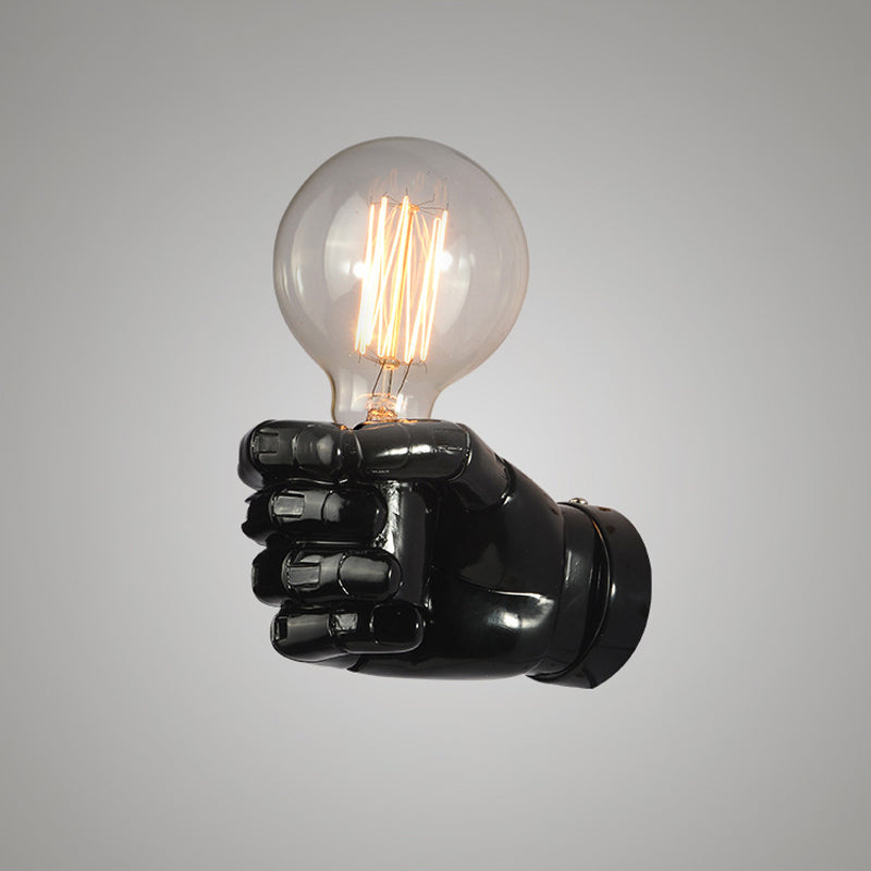 Siopsrl| Iron Black Surface Wall Sconce Water Pipe/Cage/Fist-shaped 1-Bulb Industrial Style Wall Mounted Light Fixture