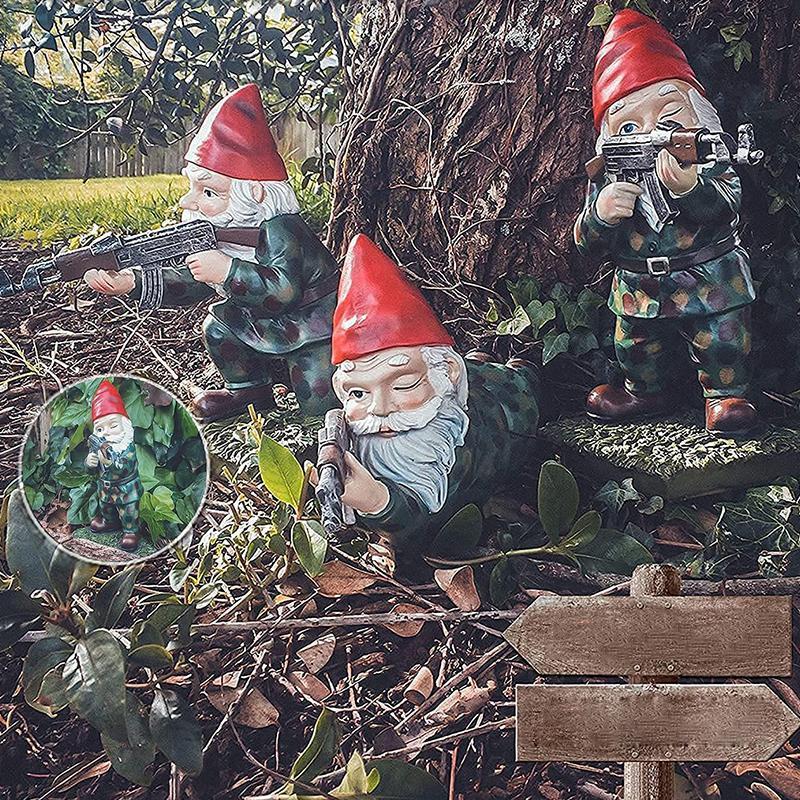 Siopsrl| Military Garden Gnome with Camouflage Uniform