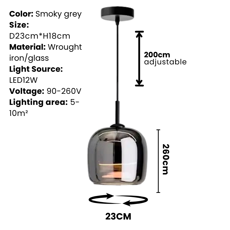 Siopsrl| Nordic Black Glass Pendant Light Fixture - Modern Hanging Lamp for Kitchen Island & Dining Room