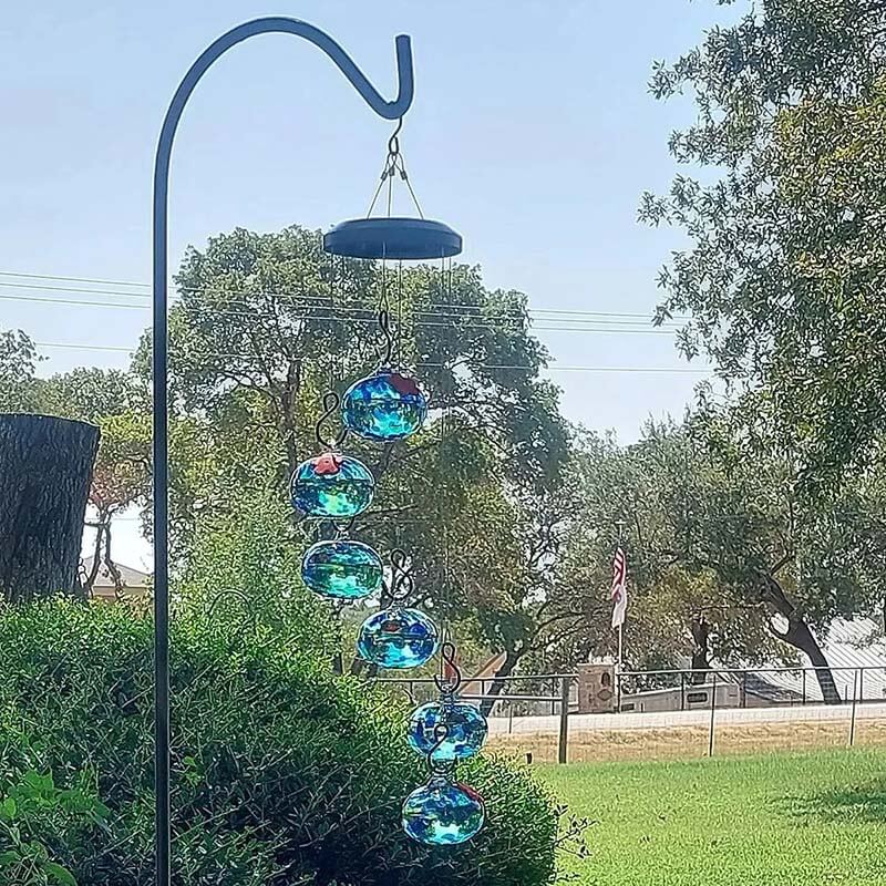 ChimeFeeder handcrafted glass hummingbird feeder with wind chime siopsrl