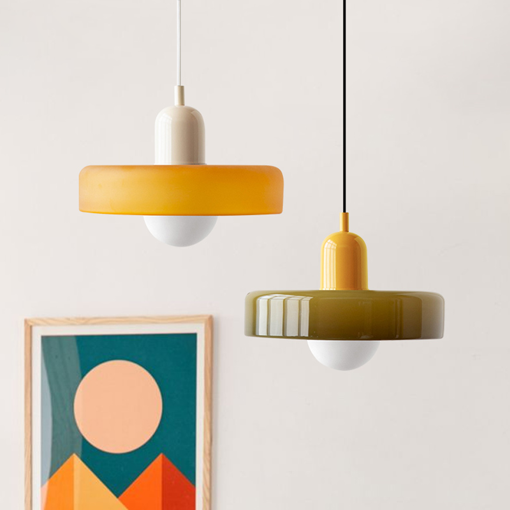 Siopsrl| Coloured Glass Pendant Light – Elegant Bauhaus-Style Hanging Lamp for Living Room & Dining Area