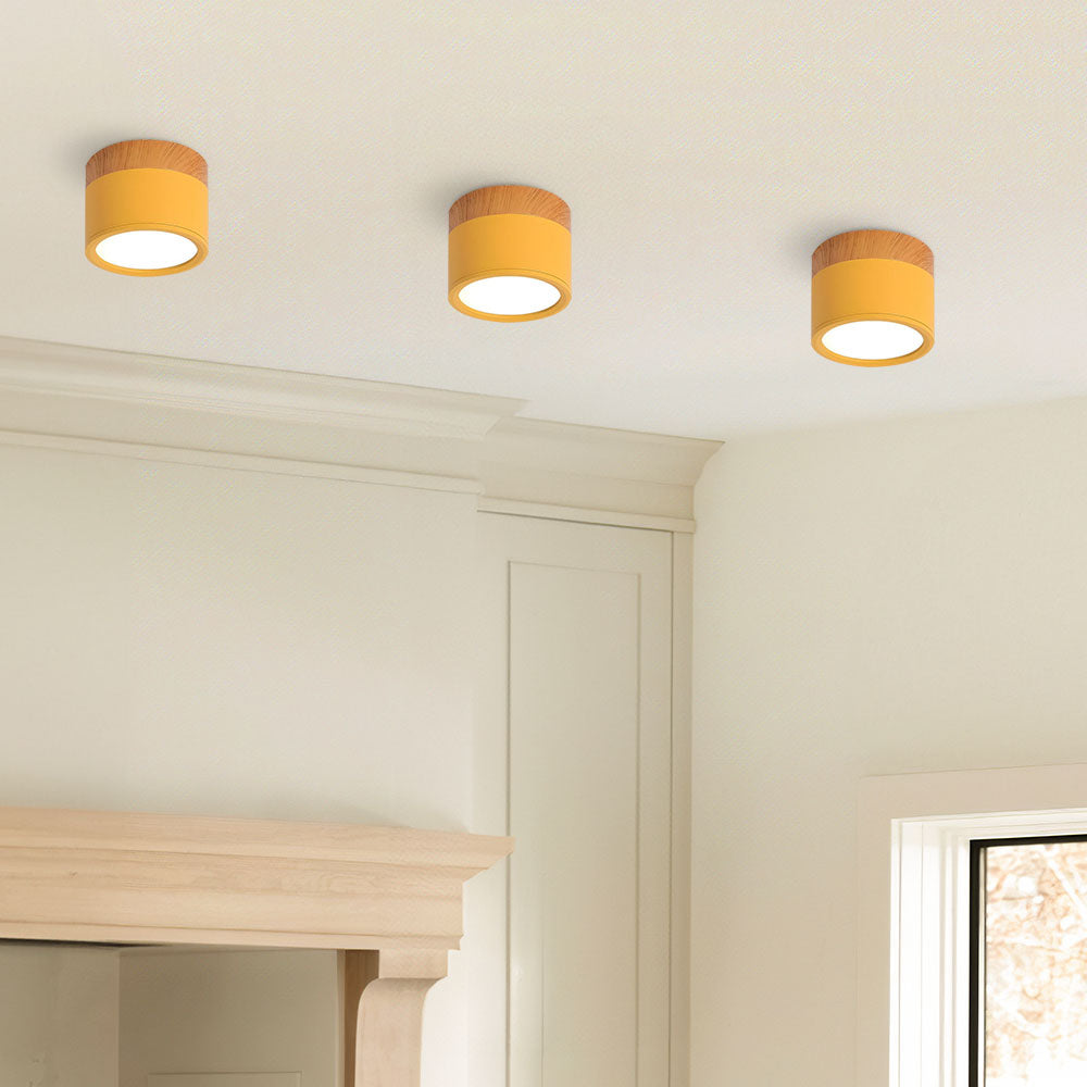 Siopsrl| Ceiling Light with Pink Flush Wood Finish