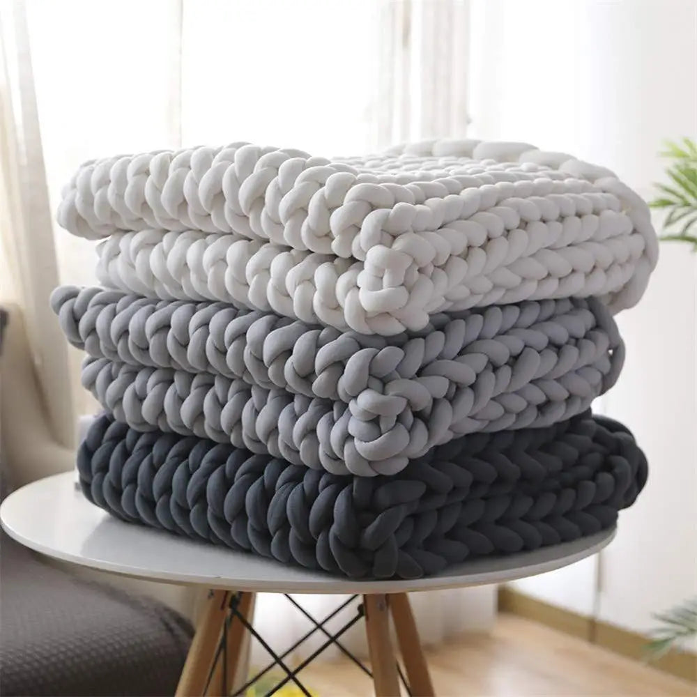 Chunky Knit Throw Handmade Weighted Blanket - SUPER COZY & CALMING BLANKET Siopsrl