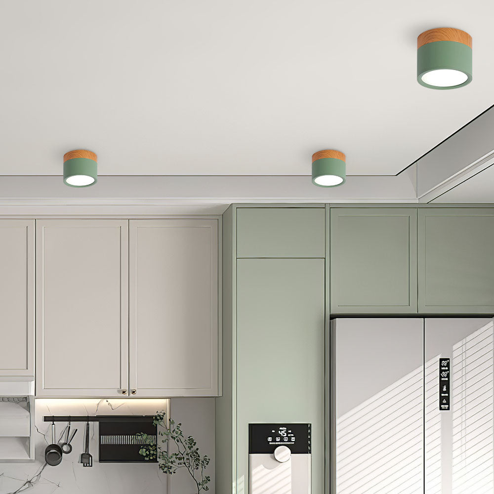 Siopsrl| Ceiling Light with Pink Flush Wood Finish