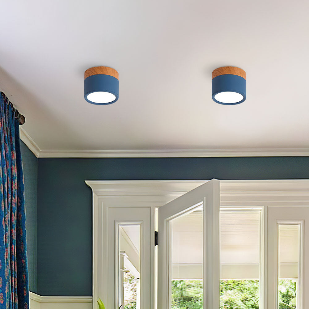 Siopsrl| Ceiling Light with Pink Flush Wood Finish