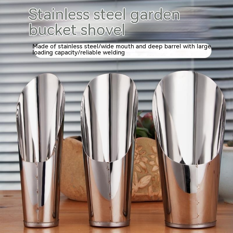 Siopsrl| Stainless Steel Scoop for Potting Soil – Robust Planting Scoop for Garden and Balcony