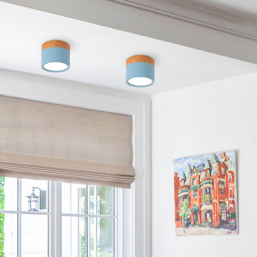 Siopsrl| Ceiling Light with Pink Flush Wood Finish