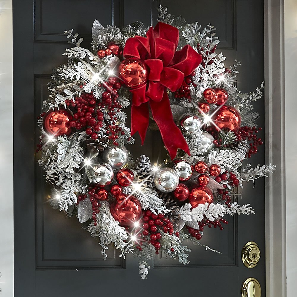 siopsrl | Cordless Prelit Holiday Trim | LED Lights, Auto-Timer & Premium Red/White Decor