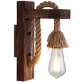 Siopsrl| Brown L-shaped wall-mounted lighting Rustic wood 1 light dining room wall light with hemp rope cable