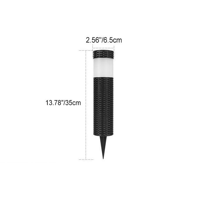 Siopsrl| Outdoor Solar Rattan Cylindrical LED Garden Lawn In-ground Landscape Light