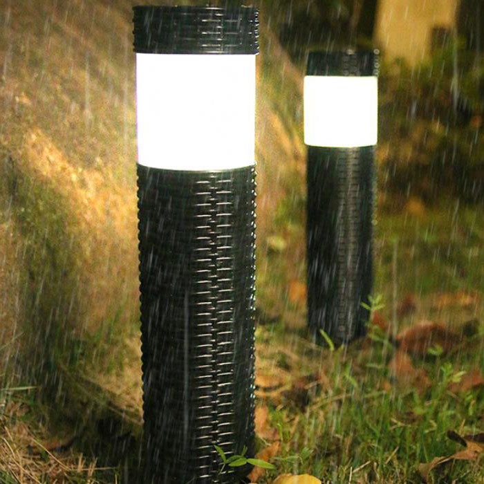 Siopsrl| Outdoor Solar Rattan Cylindrical LED Garden Lawn In-ground Landscape Light
