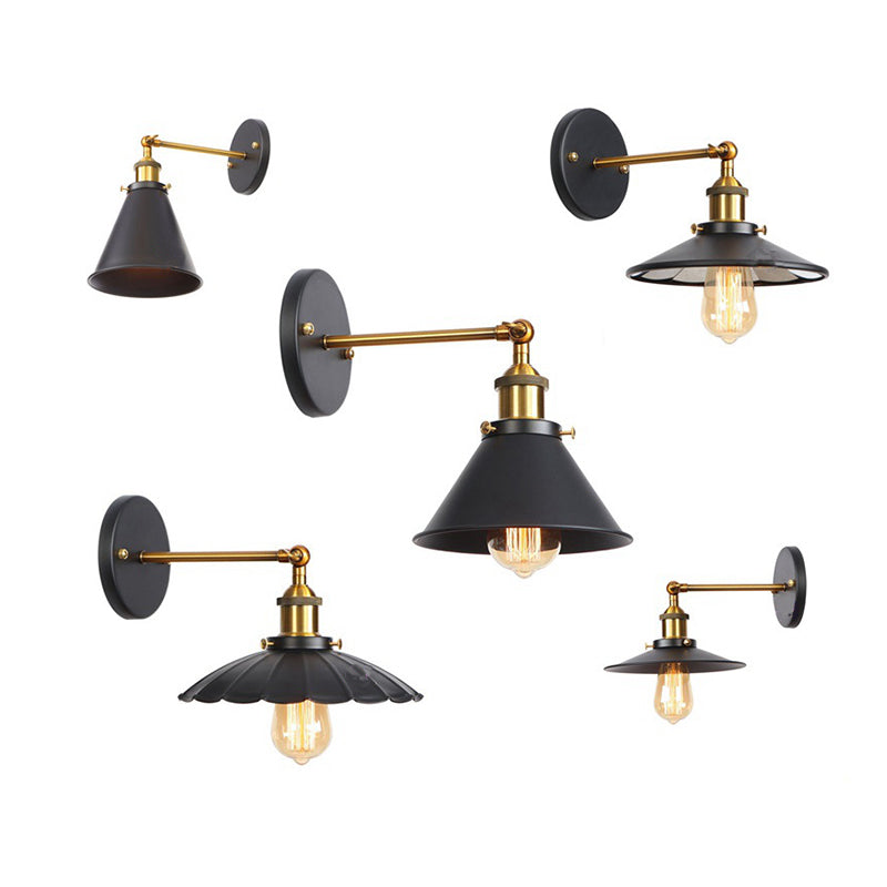 Siopsrl| Metal straight arm wall lighting fixture factory 1 bulb dining room wall lamp in black and brass