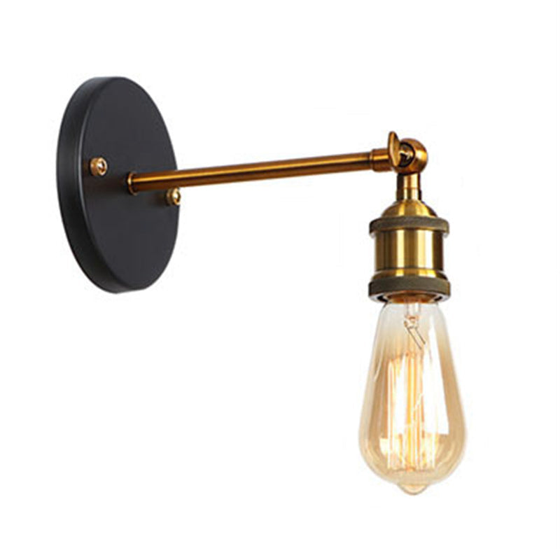 Siopsrl| Metal straight arm wall lighting fixture factory 1 bulb dining room wall lamp in black and brass