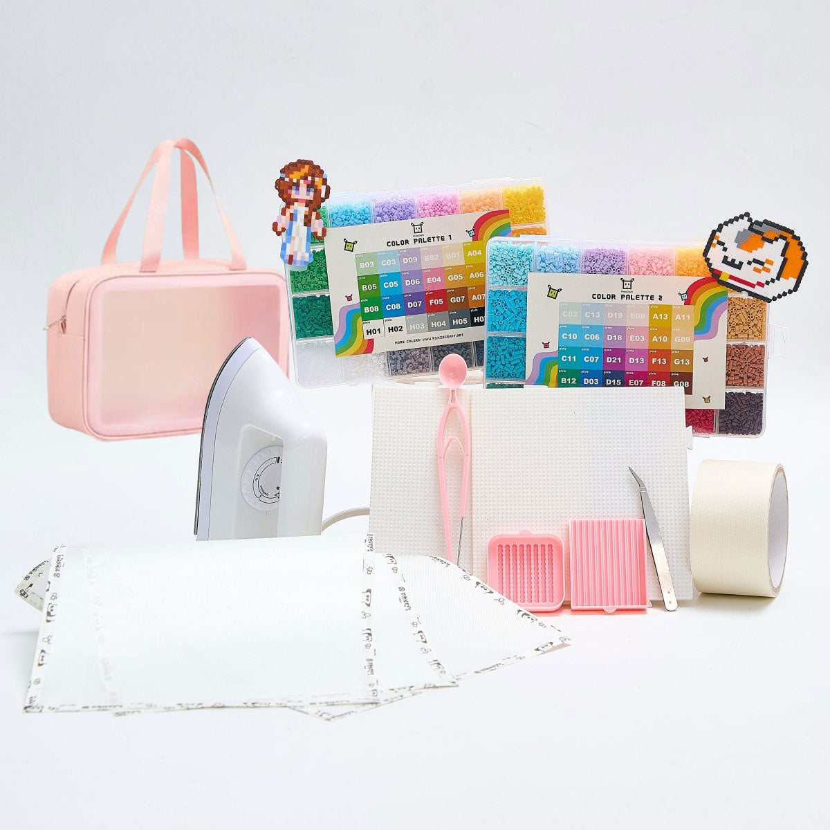 Pixie Beads 48 Starter Combo Box Set with Tool Set - 24.000 Mini Fuse Beads 2.6mm