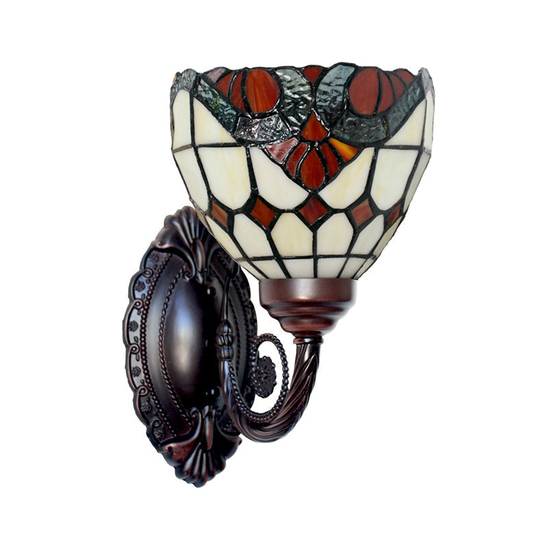 Siopsrl| Baroque Grid Wall Lamp 1 Main Spotted Art Glass Wall Light Fixture in Black