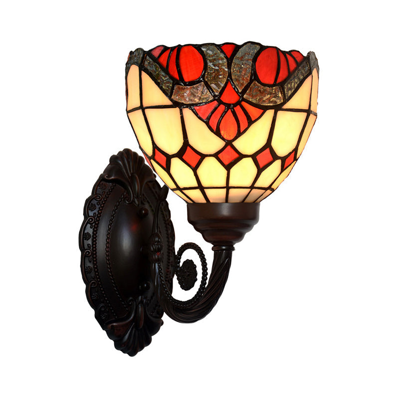 Siopsrl| Baroque Grid Wall Lamp 1 Main Spotted Art Glass Wall Light Fixture in Black