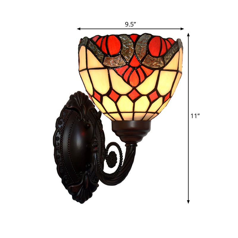Siopsrl| Baroque Grid Wall Lamp 1 Main Spotted Art Glass Wall Light Fixture in Black