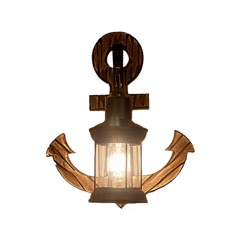 Siopsrl| A bulb clear glass wall lighting coastal black kerosene indoor wall lamp light fixture with wooden back panel