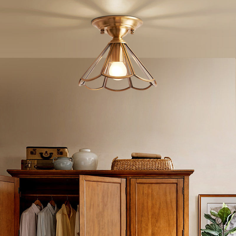 Siopsrl| Ceiling Light Brass Metal Flush Mount Fixture