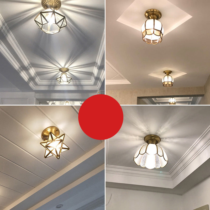 Siopsrl| Ceiling Light Brass Metal Flush Mount Fixture