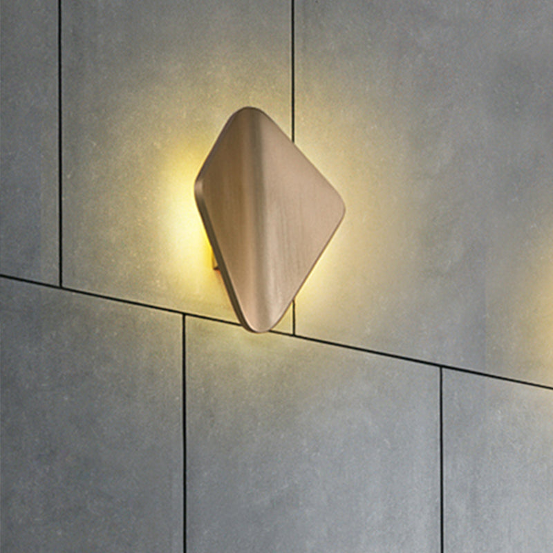 Siopsrl| Concave Rhombus Metal Wall Light Modern LED Black/Gold/Coffee Wall Light Light for Living Room