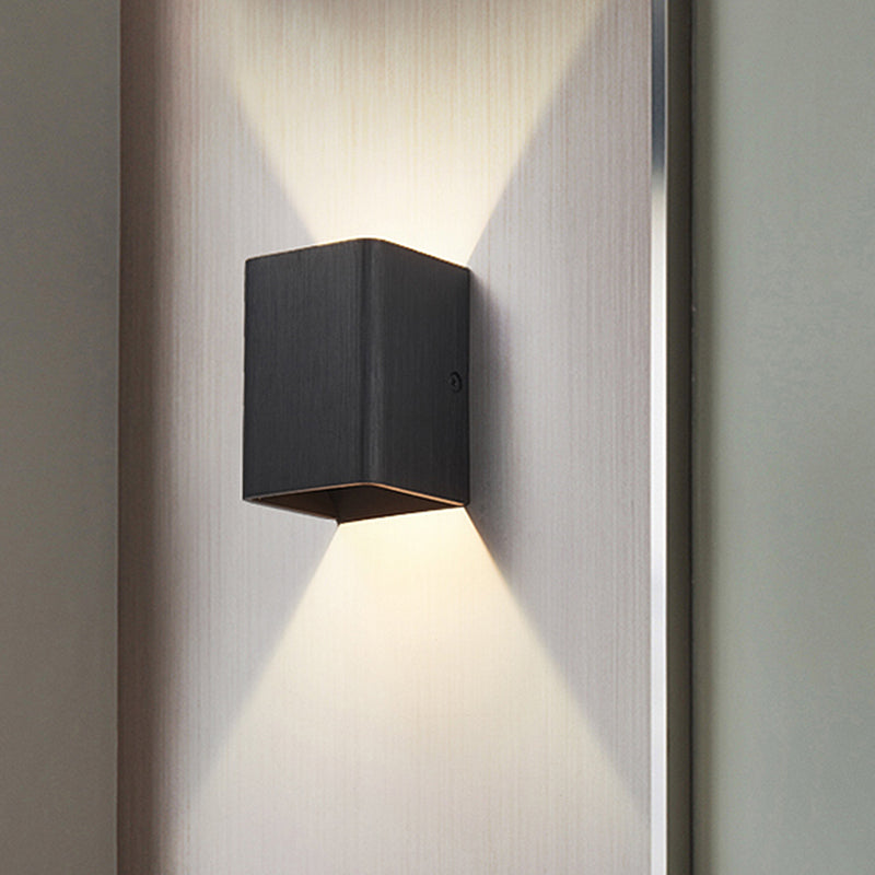 Siopsrl| Cubist Metal Up and Down Wall Lamp Contemporary Bronze/Gold/White LED Wall Light for Living Room