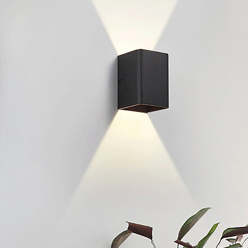 Siopsrl| Cubist Metal Up and Down Wall Lamp Contemporary Bronze/Gold/White LED Wall Light for Living Room