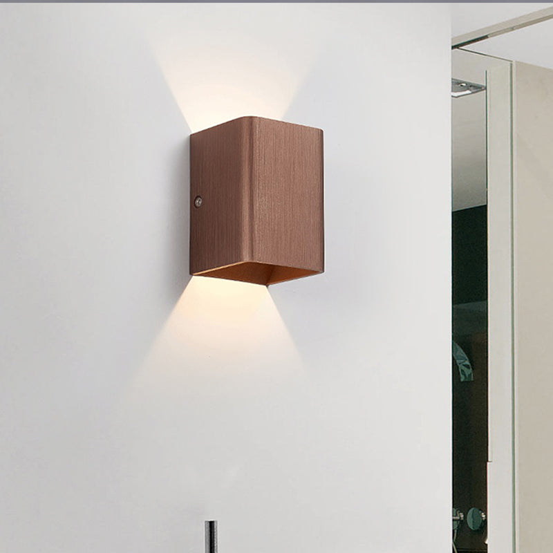 Siopsrl| Cubist Metal Up and Down Wall Lamp Contemporary Bronze/Gold/White LED Wall Light for Living Room