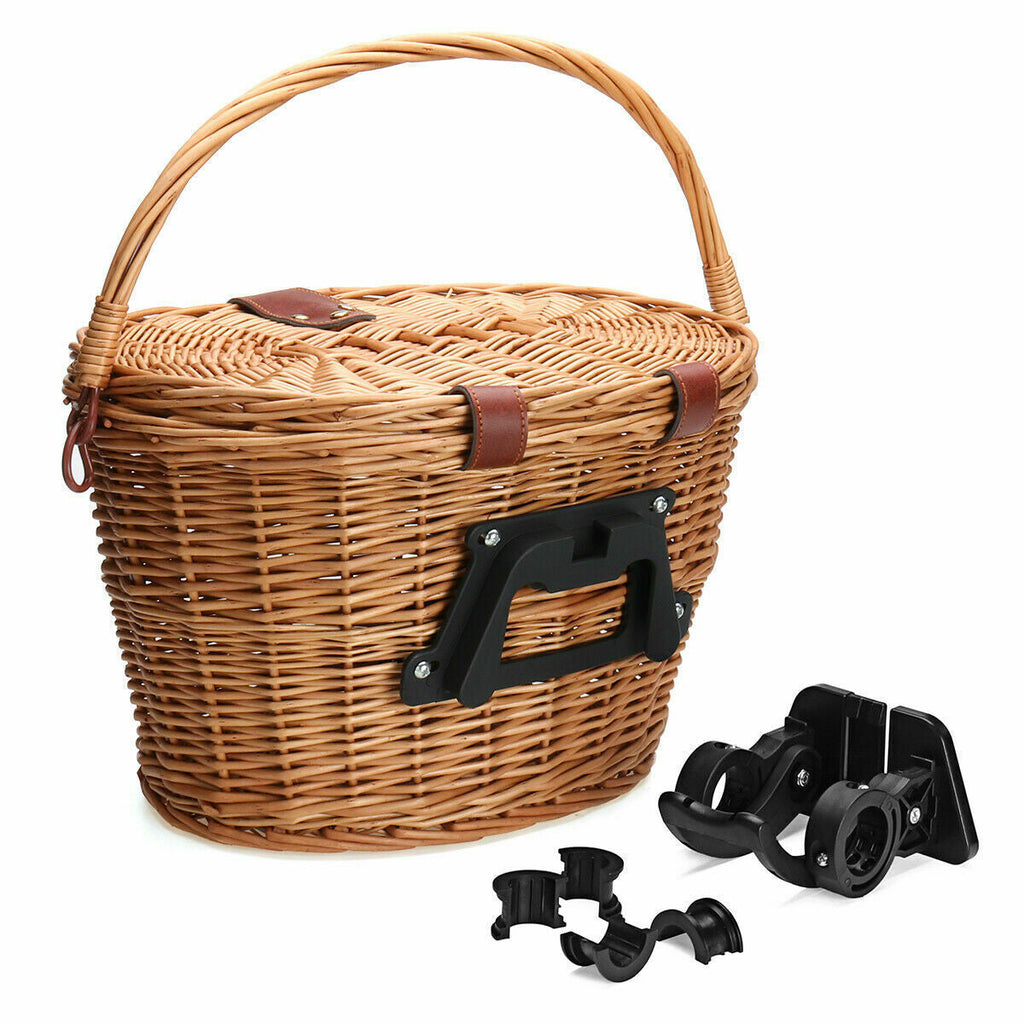 woven rattan bicycle front basket with quick-release mounting system Siopsrl