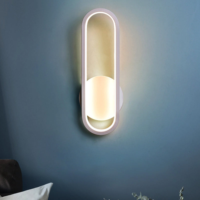 Siopsrl| Black/White Rectangular LED Wall Light Minimal Acrylic Living Room Lighting Ideas, White/Warm Light