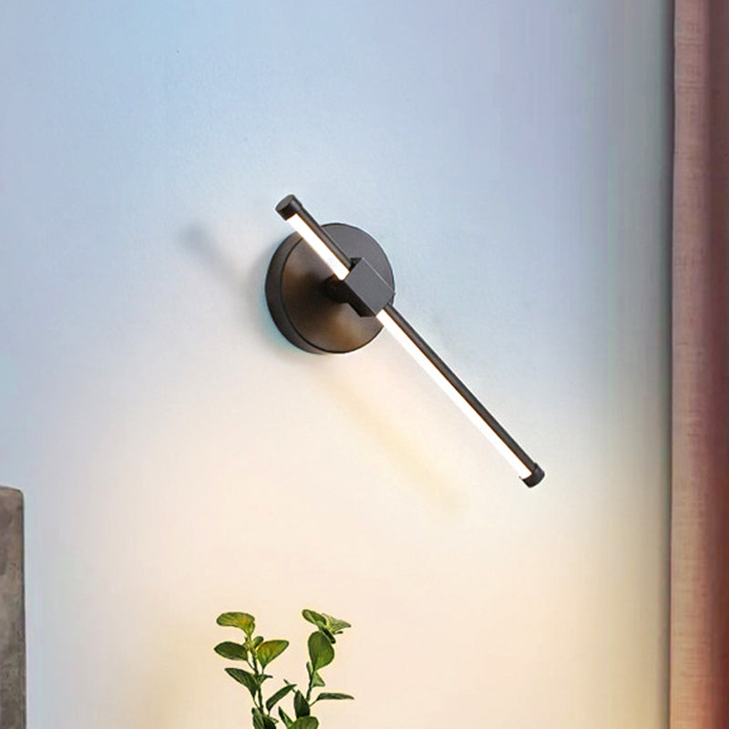 Siopsrl| Acrylic Wall Light Bar Simple LED Black/White Wall Mounted Lamp with Rotatable Design in Warm/White Light