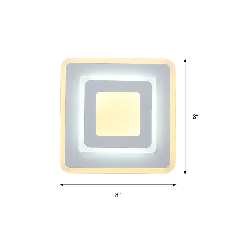 Siopsrl| Minimalist Acrylic Round/Square Wall Lamp Cozy Energy-Saving LED White Wall Lamp, Warm/White Light