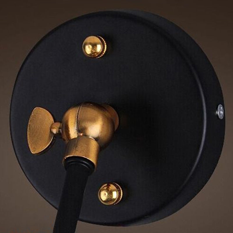 Siopsrl| Black Umbrella Shade Folding Wall Lamp Retro Style Single Bulb Restaurant Wall Lighting Fixture