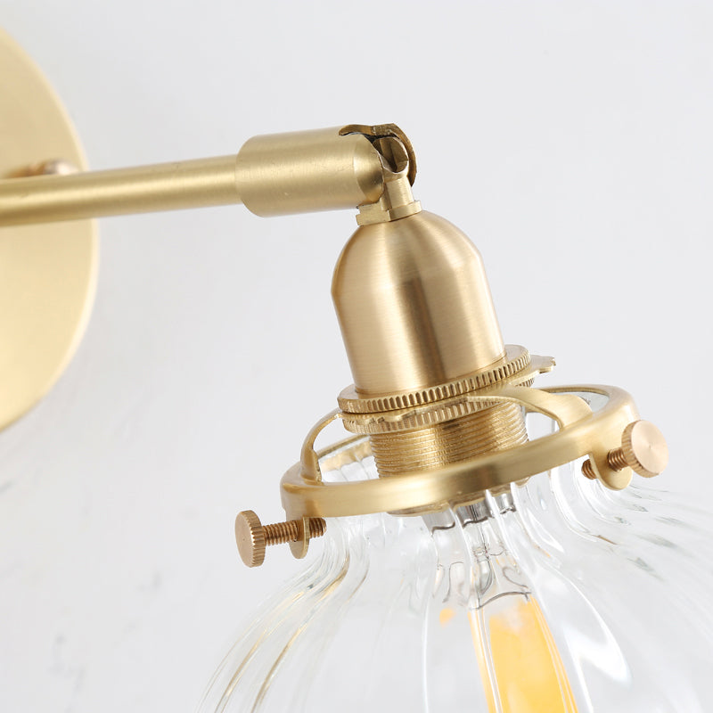 Siopsrl| Pumpkin Shadow Glass Wall Mount Light Antique Style 1-Light Nightstand Wall Lighting Fixture
