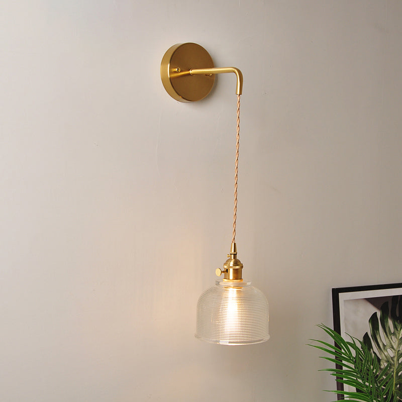 Siopsrl| 1 Head Wall Mount Light Industrial Shade Clear Glass Wall Light Fixture for Nightstand