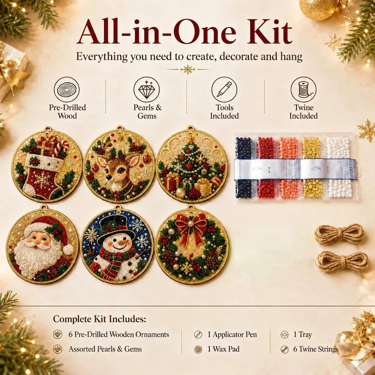 🎁6Pcs Christmas DIY Diamond Painting Ornaments Kit