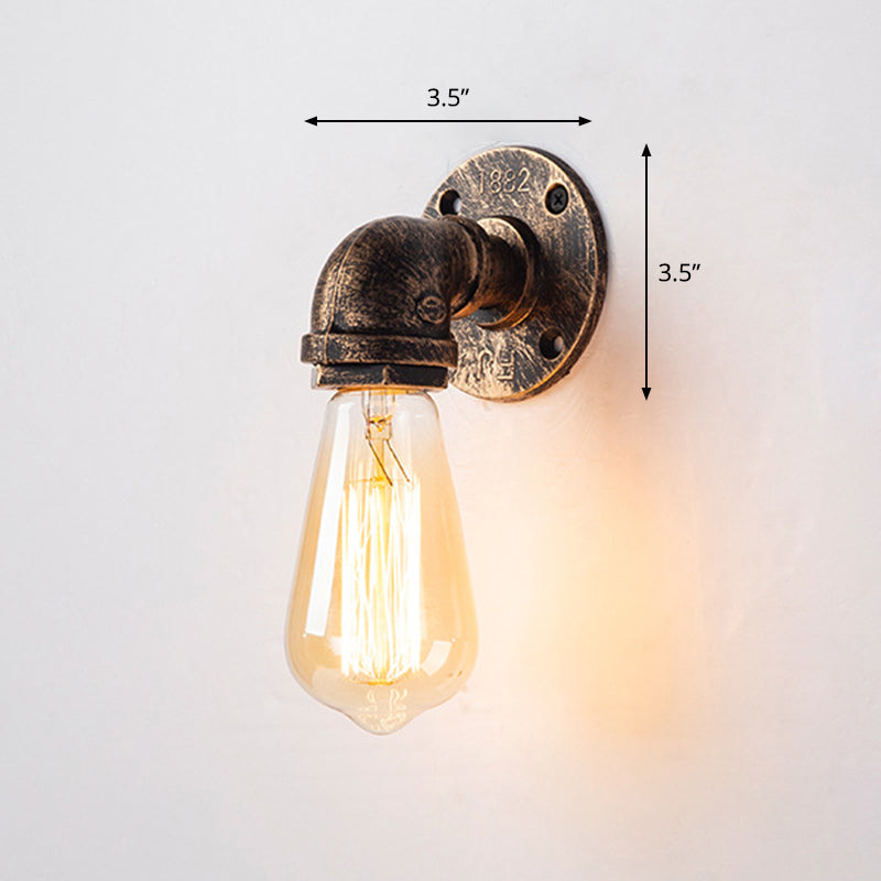 Siopsrl| Iron Water Pipe Wall Lamp Rustic Style Restaurant Wall Lighting Fixture in Bronze
