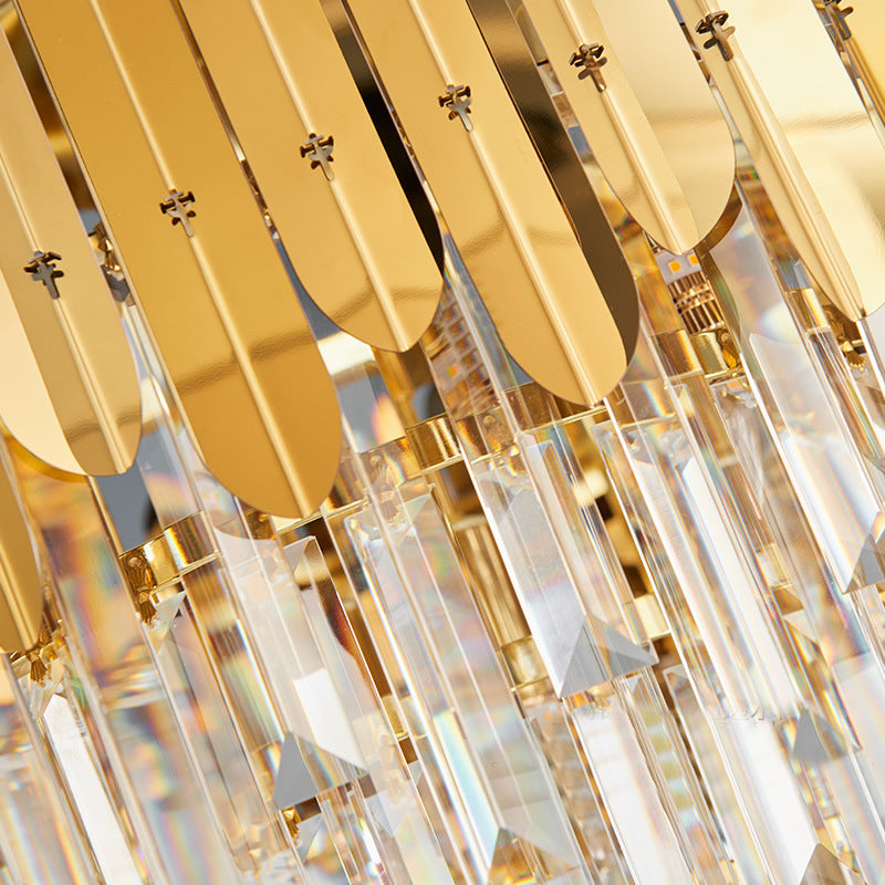 Siopsrl| Stacked Wall Light Modernist Metal 1 Light Brass Wall Lamp with Clear Crystal Block for Nightstand