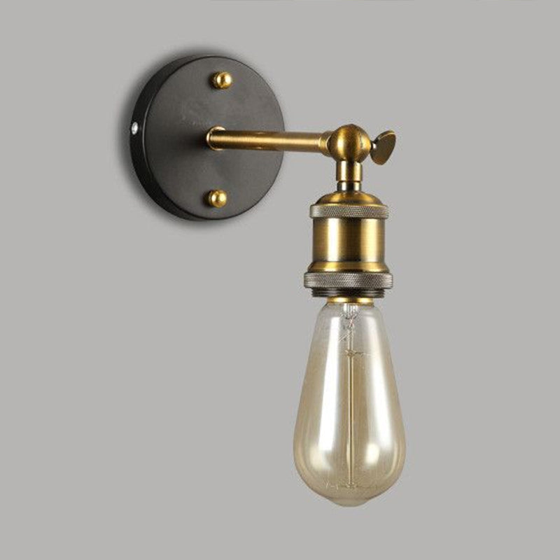 Siopsrl| Exposed Bulb Design Metal Wall Lamp Factory 1 Head Dining Room Wall Light with Swivel Joint