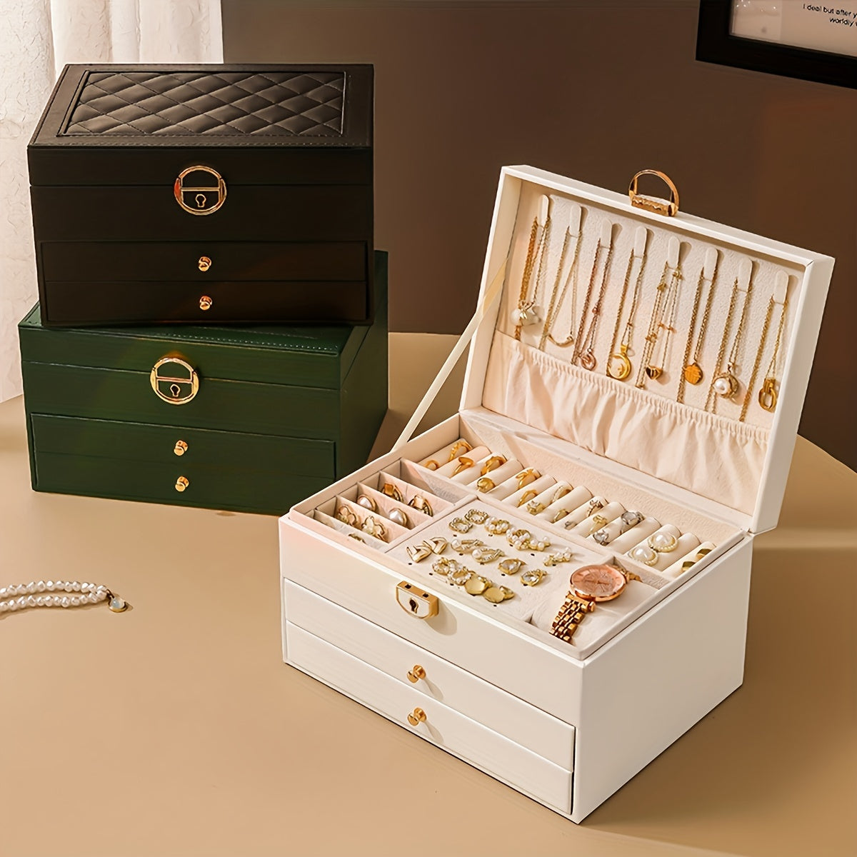 Siopsrl| Jewelry Box Leather Organizer with Drawers
