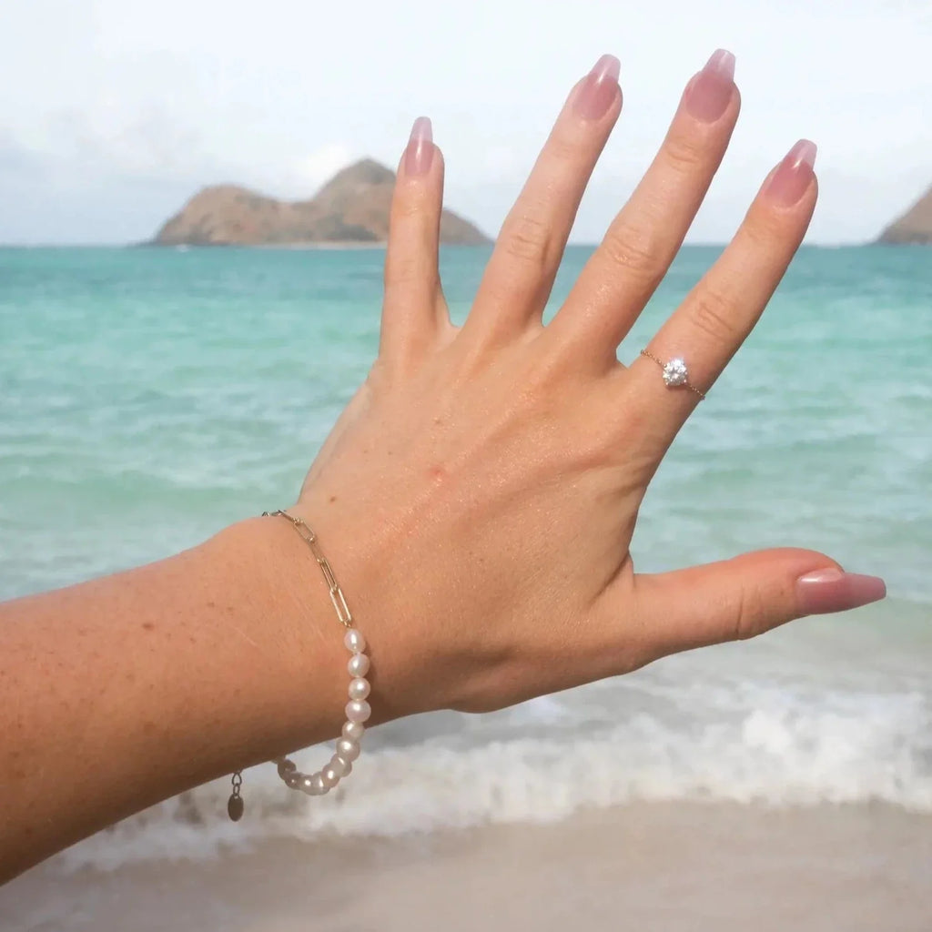 Rhoni Paper Clip Pearl Bracelet and Necklace