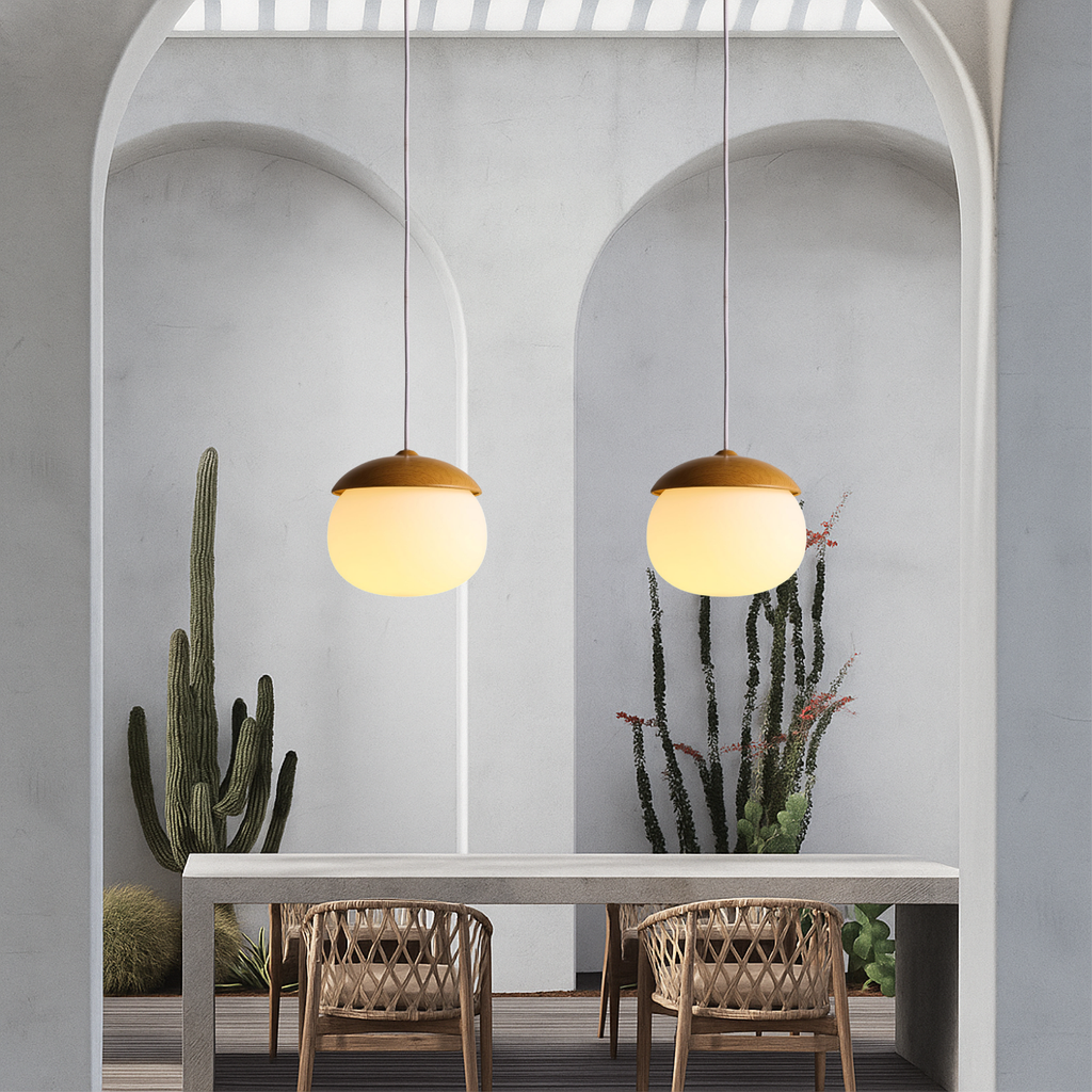 Siopsrl| Nordic Wood Glass Pendant Light – Modern Design