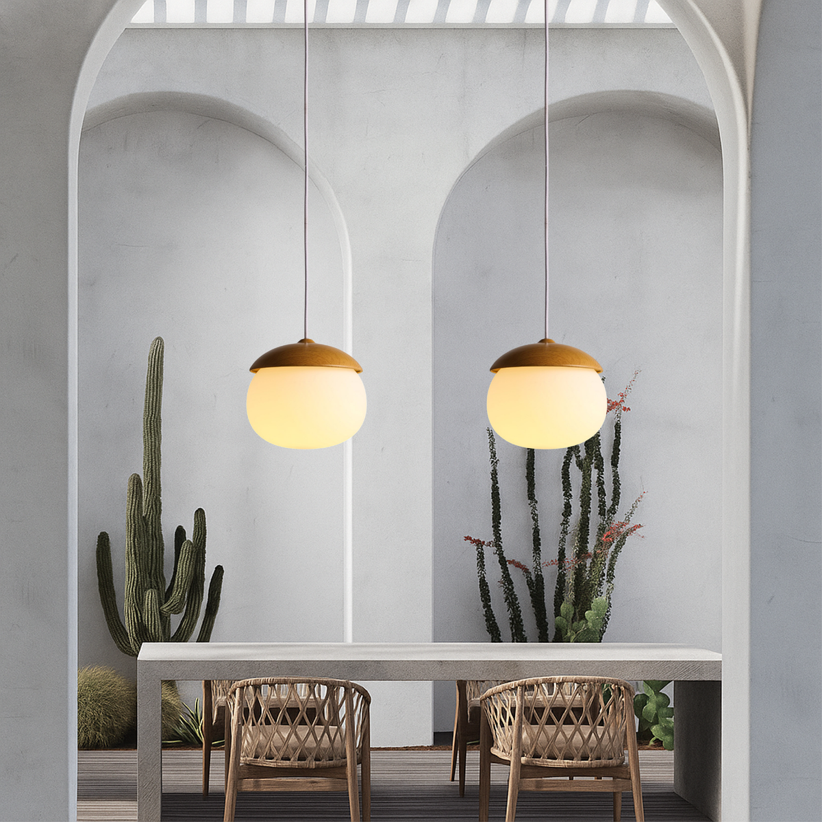 Siopsrl| Nordic Wood Glass Pendant Light – Modern Design