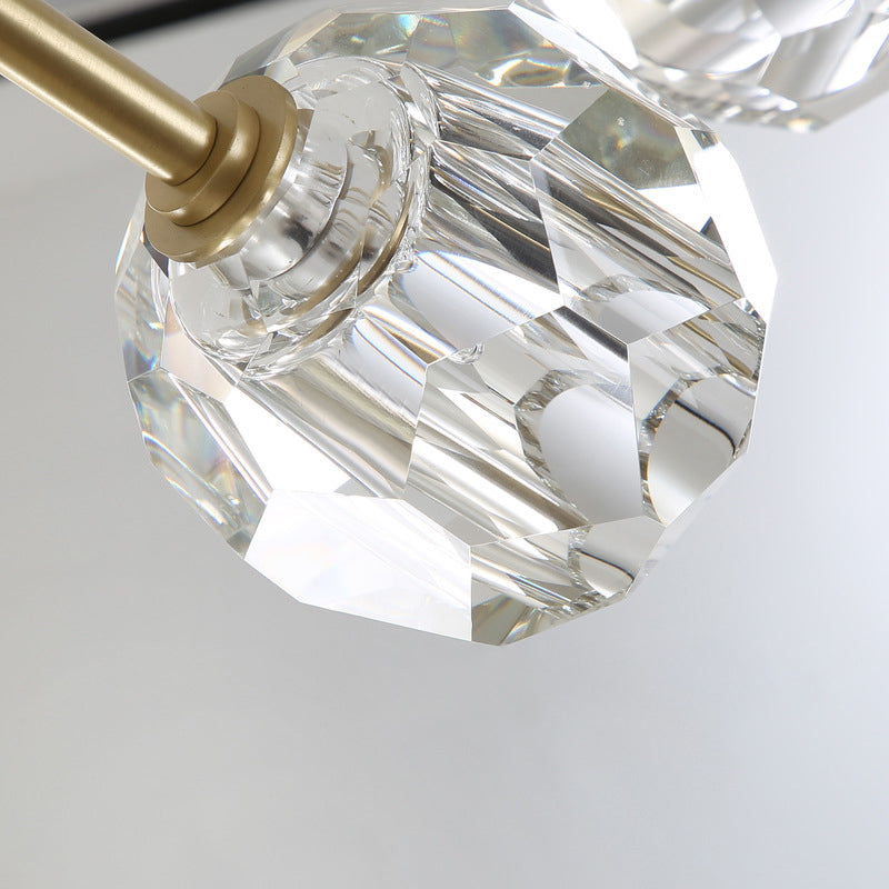Siopsrl| Modernism Dome Wall Lamp Fixture Clear Crystal 1/2-Light Living Room Wall Mounted Lamp in Brass Finish
