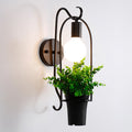 Siopsrl| Black-Green Faux Bonsai Wall Lamp Nordic Metal 1-Light Bedroom Wall Light Fixture