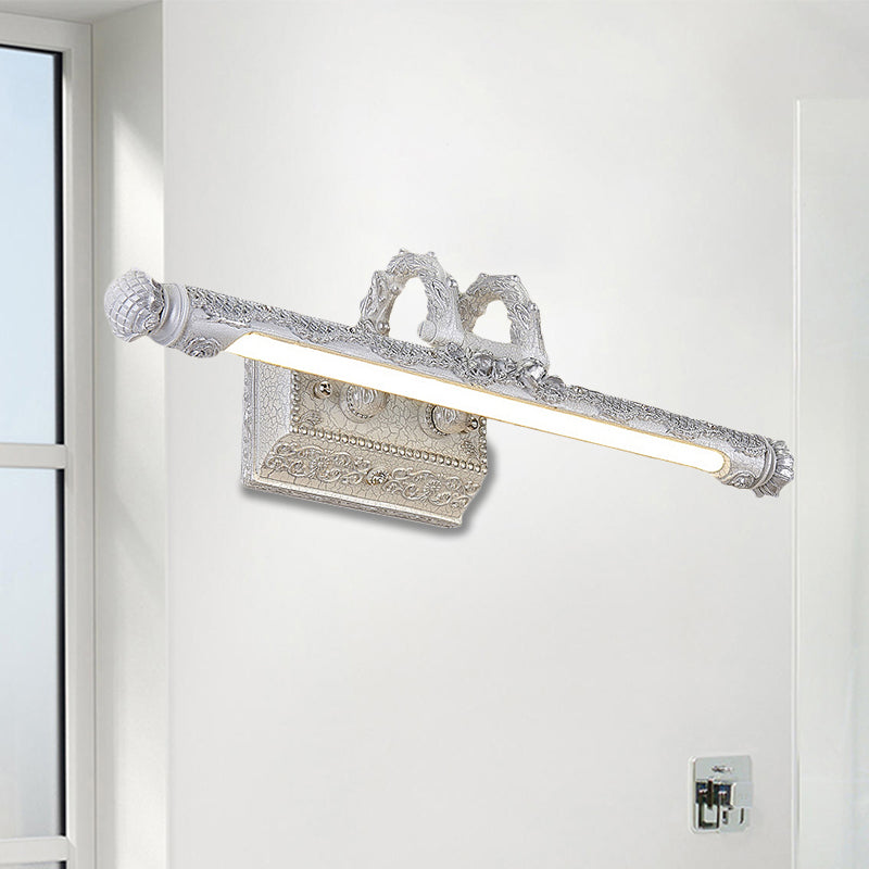 Siopsrl| Vintage LED Wall Light with Metal Shade White Etched Tube Vanity Wall Light for Bathroom, 20.5"/23.5" Width