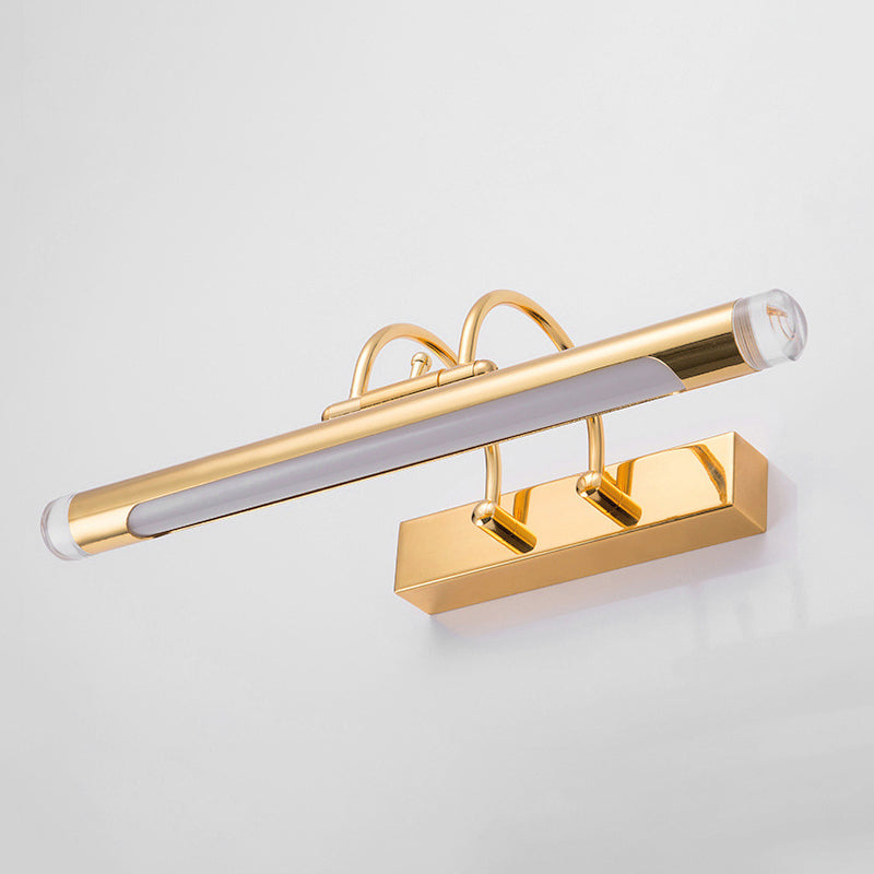 Siopsrl| 16"/21" Width Cylindrical Vanity Light Fixture Modernism Style Metallic LED Indoor Wall Lamp in Gold, Warm/White Lighting