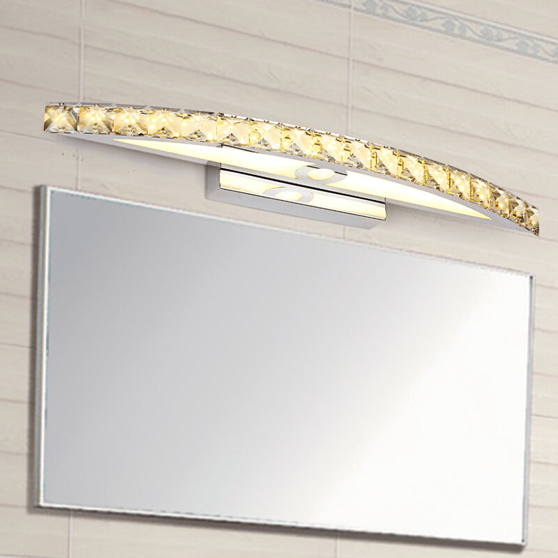 Siopsrl| Crystal Arch Wall Light Sconces Modernistic LED Vanity Light Fixture for Bathroom