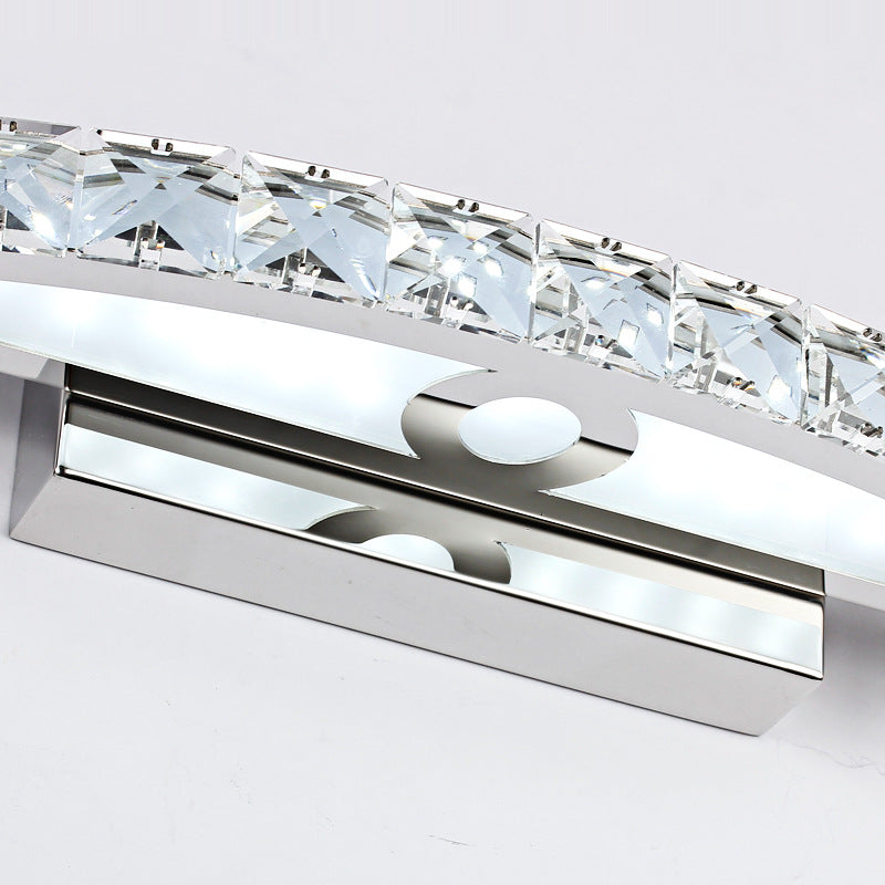 Siopsrl| Crystal Arch Wall Light Sconces Modernist LED Vanity Light Fixture for Bathroom