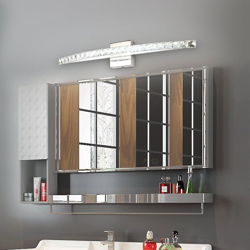 Siopsrl| Crystal Arch Wall Light Sconces Modernist LED Vanity Light Fixture for Bathroom